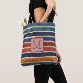 Aquarell-Streifen Backstein-Farbblock-Monogramm Tasche (Von Nahem)