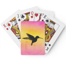Aquarell-strukturierter Kolibri-Spielkarten