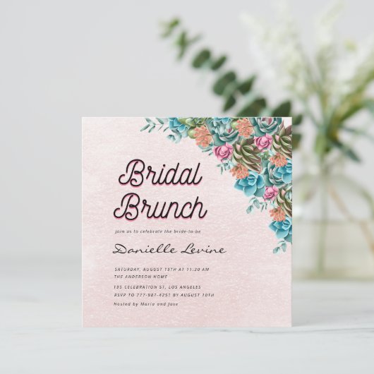 Aquarell Succules Summer Baby Dusche Willkommen Einladung (Stehend Vorderseite)