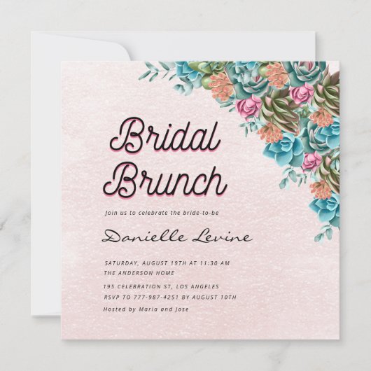 Aquarell Succules Summer Baby Dusche Willkommen Einladung (Vorderseite)