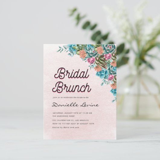 Aquarell Succules Summer Baby Dusche Willkommen Postkarte (Stehend Vorderseite)