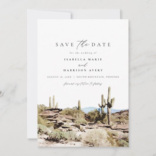 Aquarell Süd Phoenix Save the Date Einladung (Vorderseite)