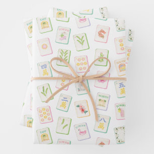 Aquarell Südlicher Sommer Mahjong Geschenkpapier Set