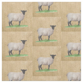 Aquarell-Suffolk-Schafe Stoff