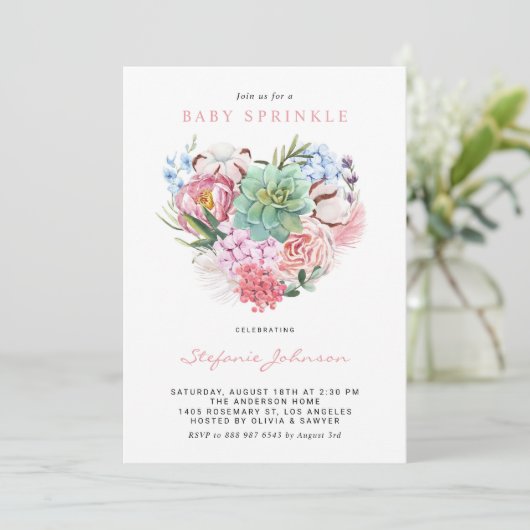 Aquarell Sukkuläres Blumengebäck Einladung (Stehend Vorderseite)