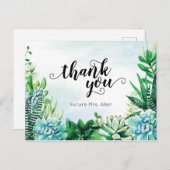 Aquarell Sukkuläres Brautparty Flat Vielen Dank Postkarte (Vorne/Hinten)
