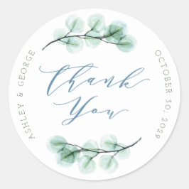 Aquarell Sukkulent Garden Chic Wedding Vielen Dank Runder Aufkleber