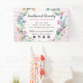 Aquarell Sukkulente Kakteen und rustikales Holz Bo Banner (Insitu)