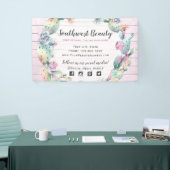 Aquarell Sukkulente Kakteen und rustikales Holz Bo Banner (Messeveranstaltung)