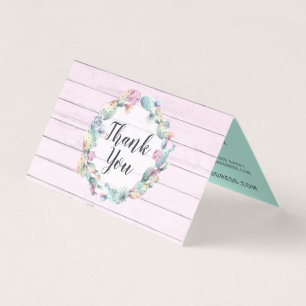 Aquarell Sukkulente Kaktus Rustikales Holz Danke