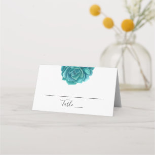 Aquarell Sukkulente. Türkise Hochzeit. Botanisch Platzkarte