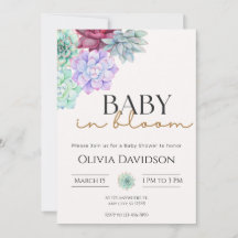 Aquarell-Sukkulenten-Blumen-Baby-Shower-Einladung