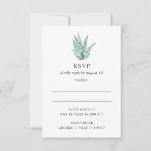 Aquarell Sukkulenten. Einfache grüne Kaktus-Hochze RSVP Karte