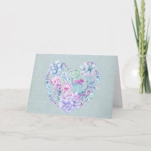 Aquarell-Sukkulenten-Herz-Grußkarte Karte
