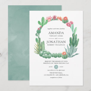 Aquarell Sukkulenten Hochzeit Einladung