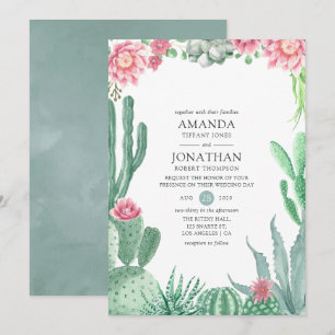 Aquarell Sukkulenten Hochzeit Einladung
