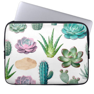 Aquarell Sukkulenten Kaktus Muster Laptopschutzhülle
