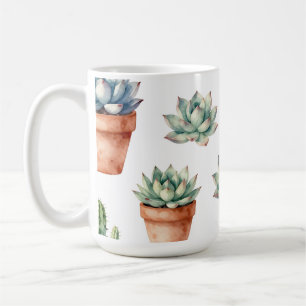 Aquarell-Sukkulenten-Muster Kaffeetasse