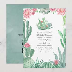 Aquarell-Sukkulenten QR-Code RSVP Hochzeit Einladung