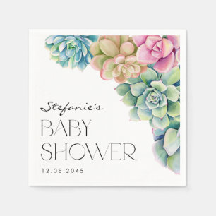 Aquarell-Sukkulenten-Sommer-Baby-Party Serviette