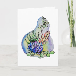 Aquarell Sukkulenten-Sträußchen-Illustration Karte