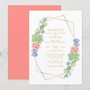 Aquarell Sukkulenten Terrarium Hochzeit Einladung