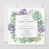 Aquarell Sukkulentücher Kinderdusche Einladung (Vorderseite)