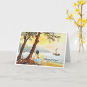 Aquarell Sunset Sailboat Beileid Karte (Gelbe Blume)