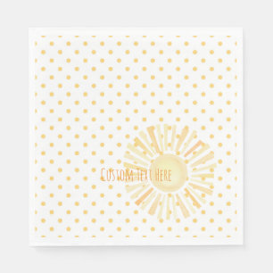 Aquarell Sunshine Art OWN TEXT Yellow Polka Dots Serviette