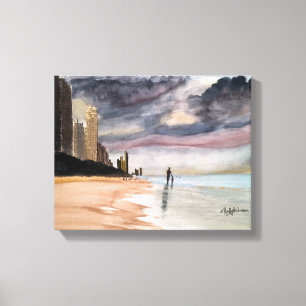 AQUARELL SURFER-PARADIES Queenslands Australien Leinwanddruck