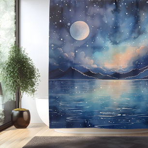 Aquarell-Surrealistischer Himmelsseelandschaft Duschvorhang