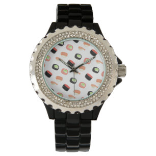 Aquarell Sushi Lachs Gurken Rolls Armbanduhr