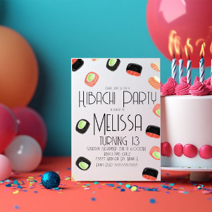 Aquarell Sushi Teenager Geburtstag Hibachi Restaur Einladung