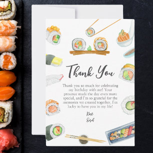 Aquarell Sushi und Sashimi Geburtstags Dankeschön Dankeskarte