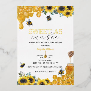 Aquarell süß wie eine Biene Baby Shower Gold Folieneinladung