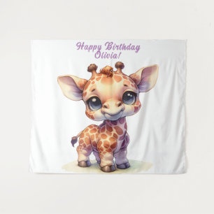 Aquarell süße Baby-Giraffe Wandteppich