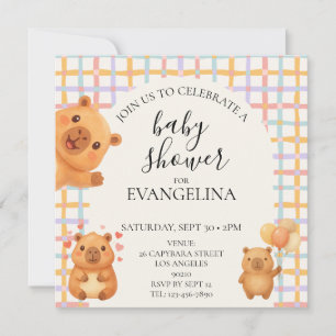 Aquarell Süße Capybara-Baby-Party Einladung
