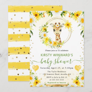 Aquarell Süße Dschungel-Giraffe Baby Shower Einladung