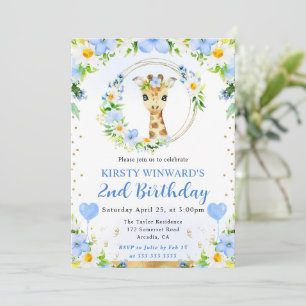 Aquarell Süße Dschungel-Giraffe Kinder-Geburtstag Einladung