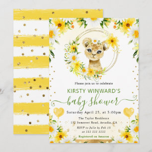 Aquarell Süße Dschungel-Löwe-Baby-Party Einladung