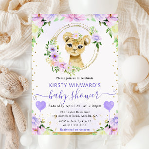 Aquarell Süße Dschungel-Löwe-Baby-Party Einladung