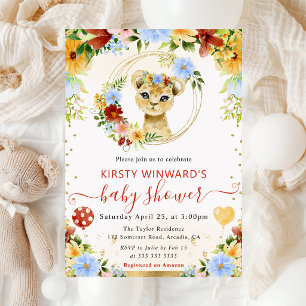 Aquarell Süße Dschungel-Löwe-Baby-Party Einladung