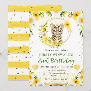 Aquarell Süße Dschungel Tiger Kinder Geburtstag Einladung