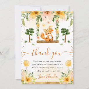 Aquarell Süße Florale Fuchs Geburtstag Dankeskarte