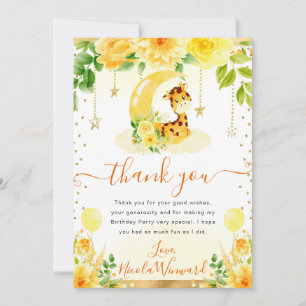 Aquarell Süße Florale Giraffe Geburtstag Dankeskarte
