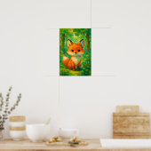 Aquarell Süße Fuchs Wald Illustration Kinderzimmer Poster (Küche)