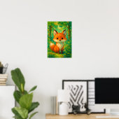 Aquarell Süße Fuchs Wald Illustration Kinderzimmer Poster (Heimbüro)