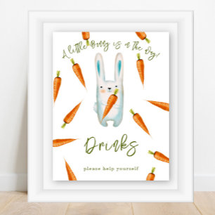 Aquarell süße Häschen-Baby-Party - Getränke Poster