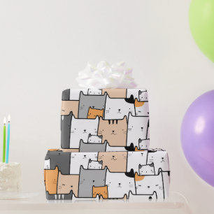 Aquarell Süße Kleine Kätzchen Katzen Tier Zeichnun Geschenkpapier