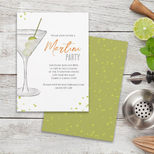 Aquarell süße Martini-Party skurrile lustige Geträ Einladung